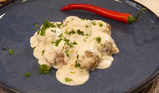 Meatballs in air fryer and cream sauce