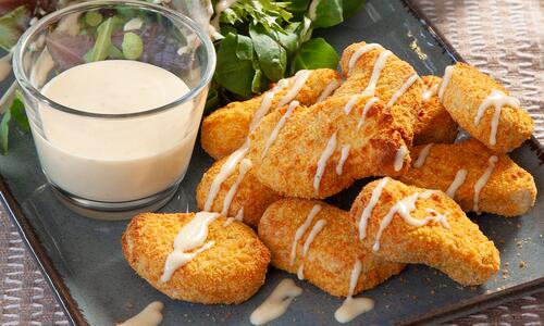 Пилешки хапки в еър фрайър и немски сос 