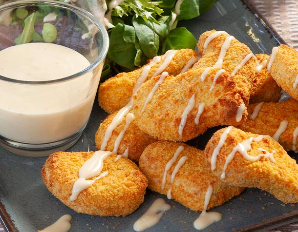 Пилешки хапки в еър фрайър и немски сос 