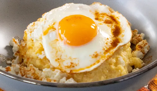 Polenta with cheese, milk, egg and Cremio